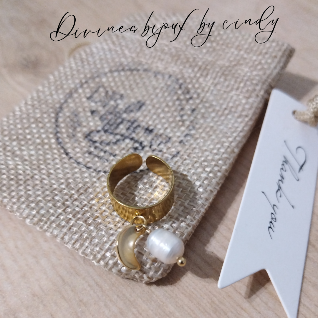 divines Bijoux by Cindy Bague ajustable acier inoxydable à petit