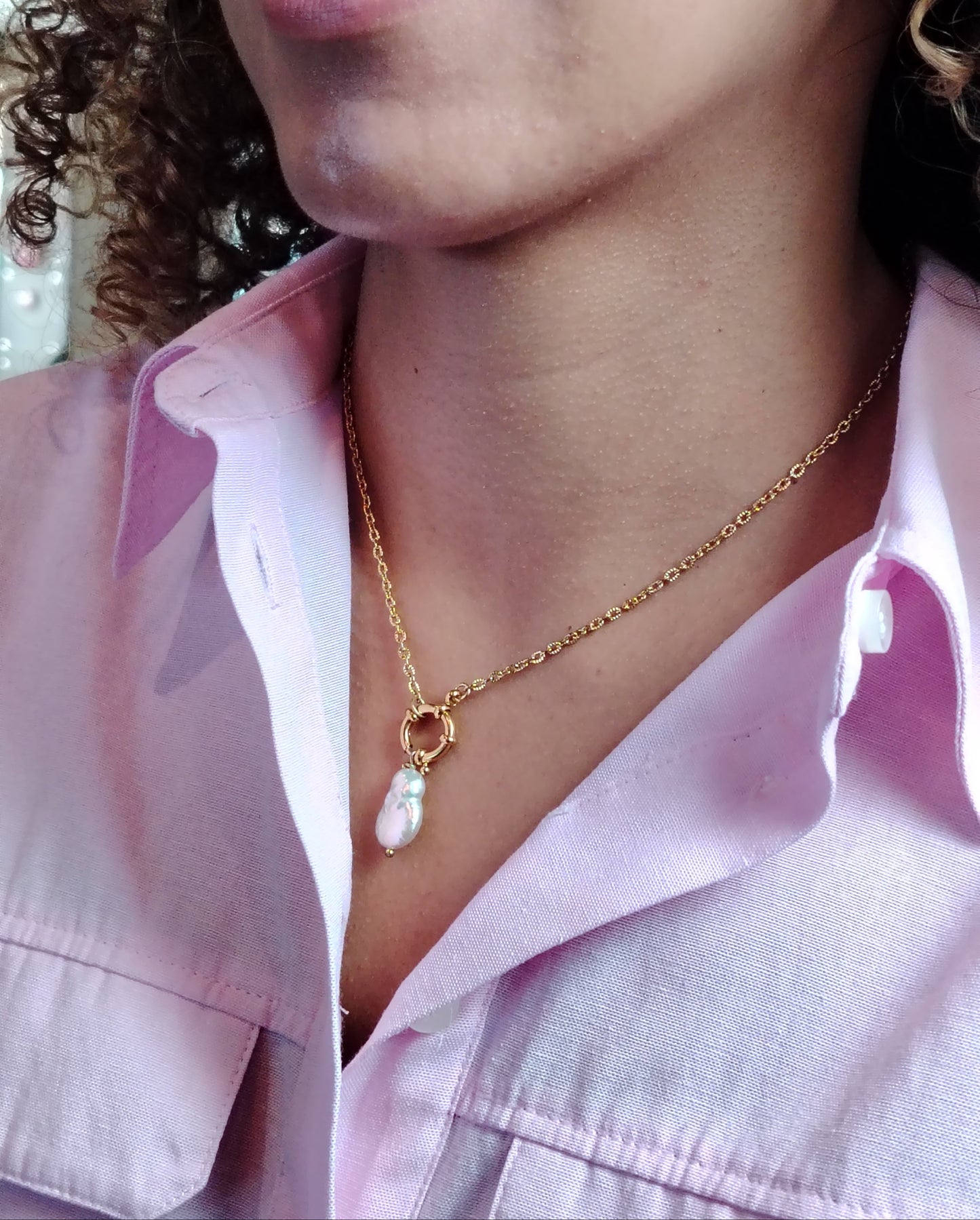 CANDY - Collier doré à l’or fin 24 carats avec perle d’eau douce