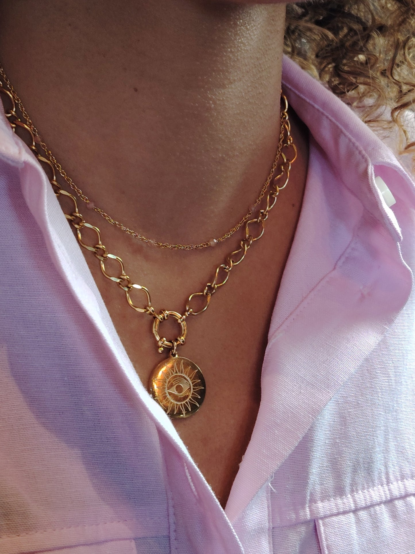 LILOU - Collier Doré à l’Or Fin 24 Carats & Pierres du Soleil