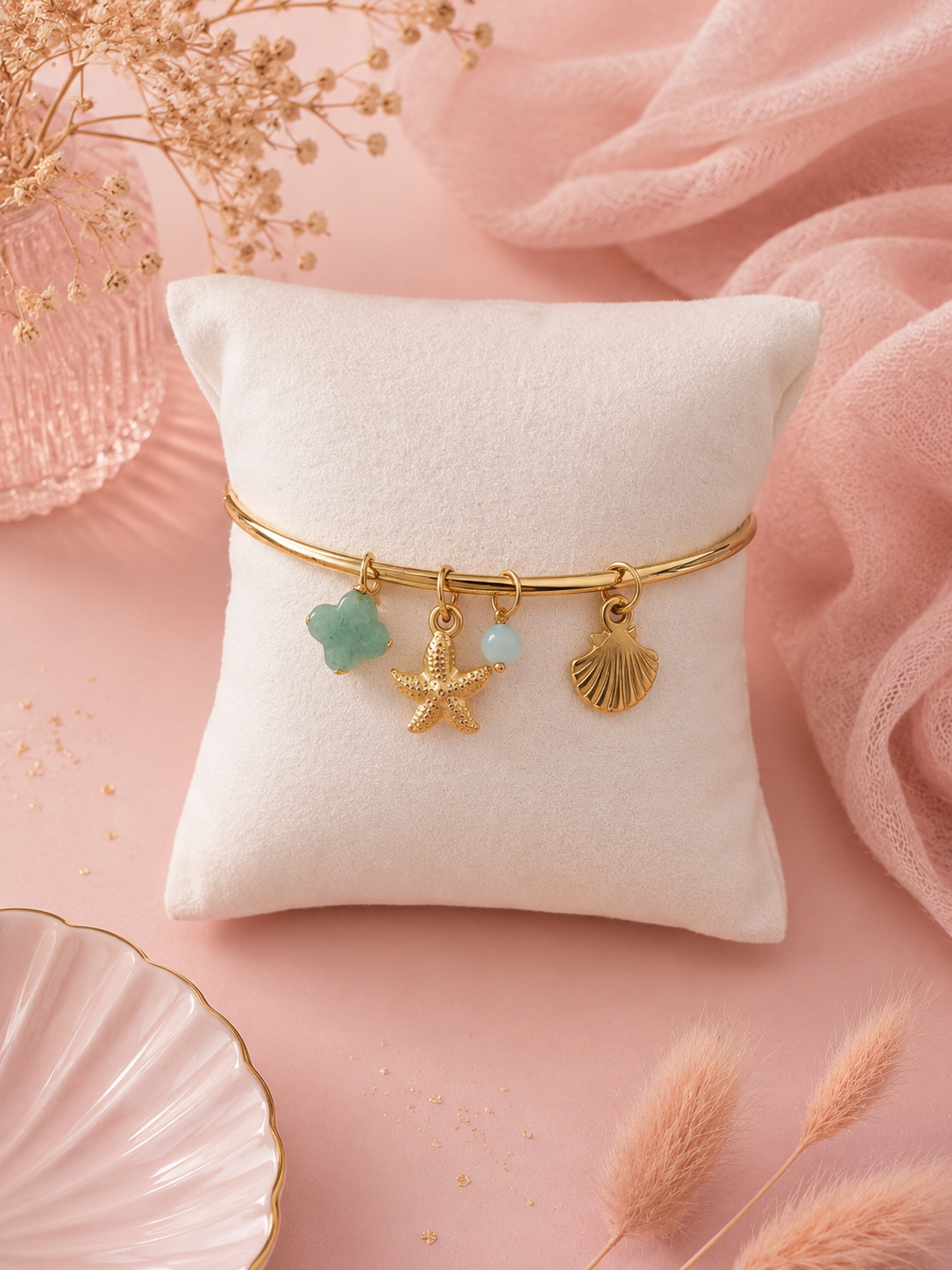 AZÉLIA – Bracelet Demi Jonc Doré à l’Or Fin 24 Carats