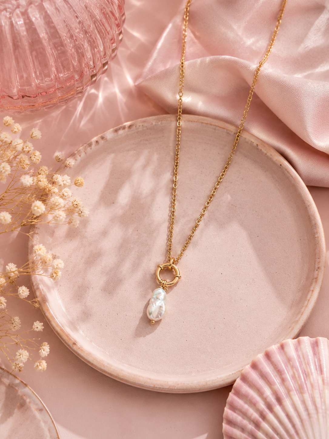 CANDY - Collier doré à l’or fin 24 carats avec perle d’eau douce