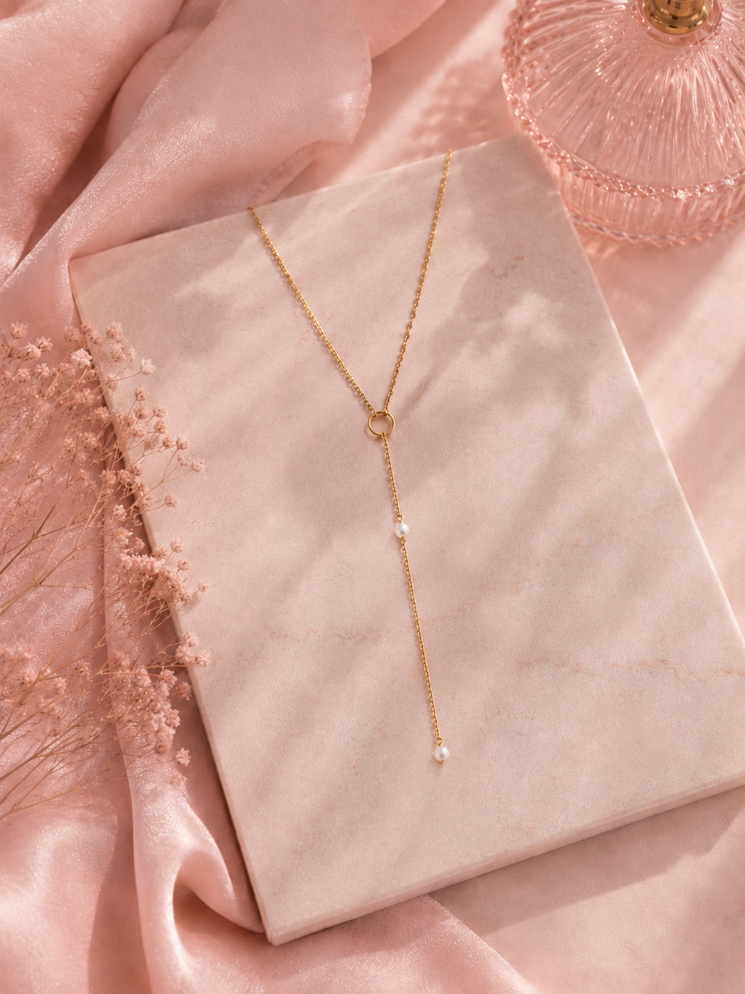 NOLA - Collier Y Perles d’Eau Douce – Doré à l’Or Fin 24 Carats
