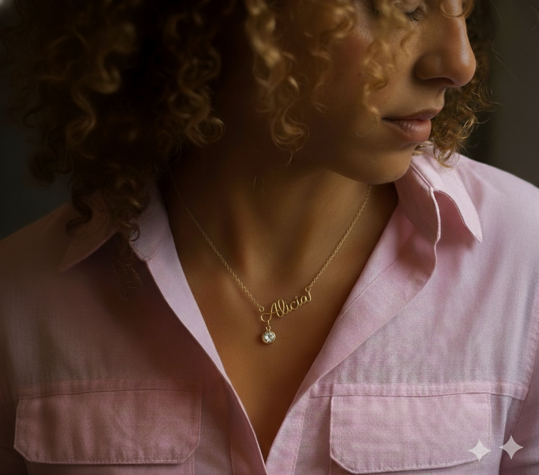 Collier Personnalisé – Initiale ou Prénom & Perle | Doré à l’Or fin 24 Carats