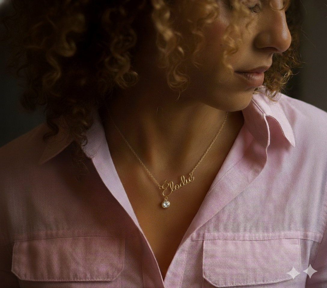 Collier Personnalisé – Initiale ou Prénom & Perle | Doré à l’Or fin 24 Carats