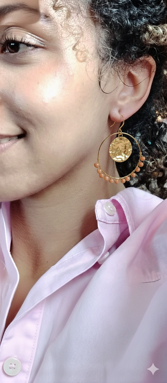 Boucles d’Oreilles MONICA – Doré à l’Or Fin 24K & Pierres Naturelles