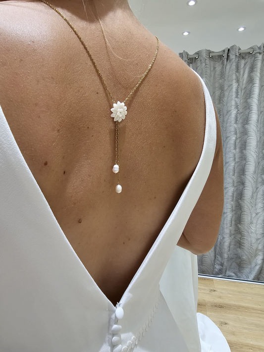 COLLIER FLEUR DOS MARIÉE 2 EN 1