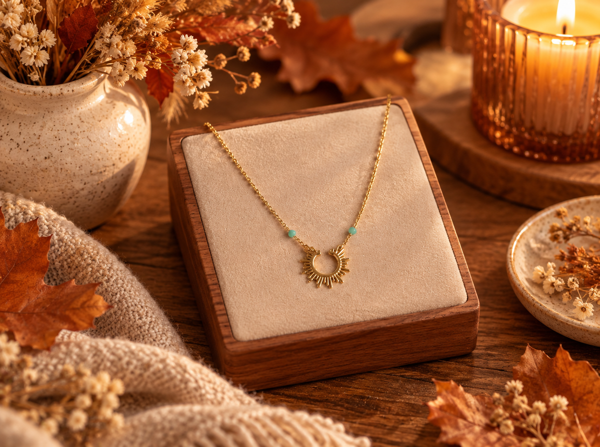 IRIS - Combo Colliers Dorés – Pierres d’Amazonite