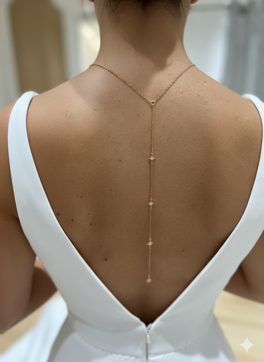 Collier Étoile Dos de Mariée 2 en 1 – Doré à l’Or Fin 24Carats