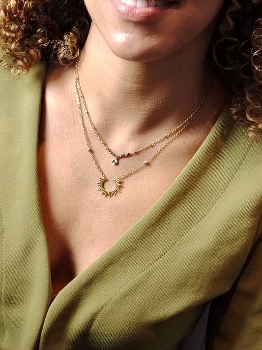 KHALIE - Combo Colliers Dorés à l’Or Fin 24 Carats – Pierre Turquoise africaine