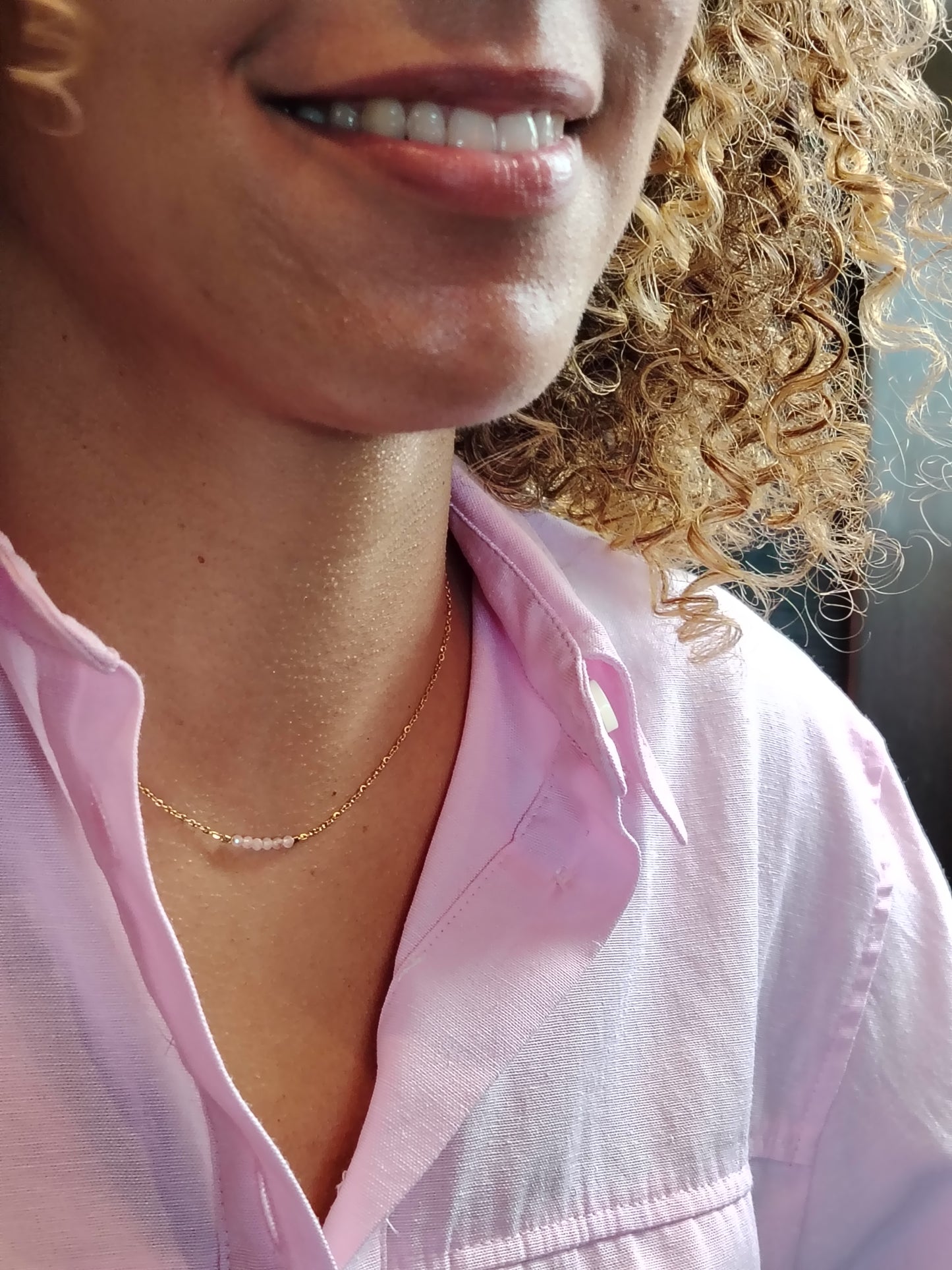 DIANA - Collier Doré à l’Or Fin 24 Carats & pierre du soleil