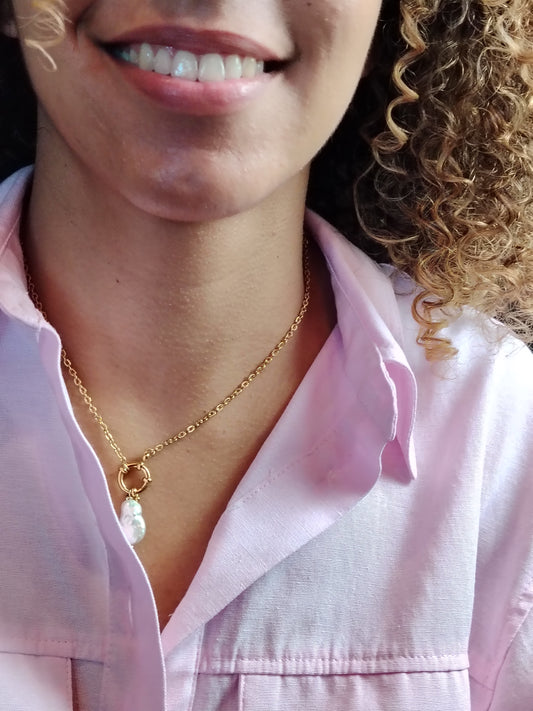 CANDY - Collier doré à l’or fin 24 carats avec perle d’eau douce