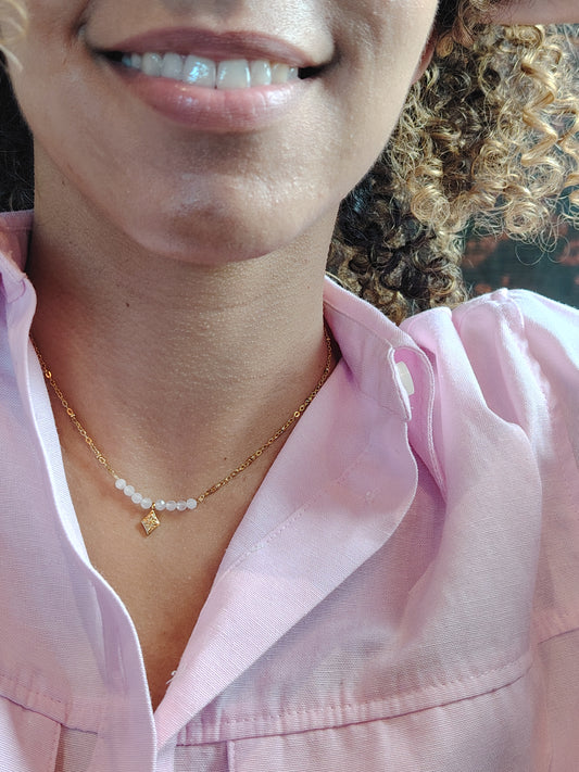 SIANNE - Collier Pierre de Lune – Doré à l’Or Fin 24 Carats