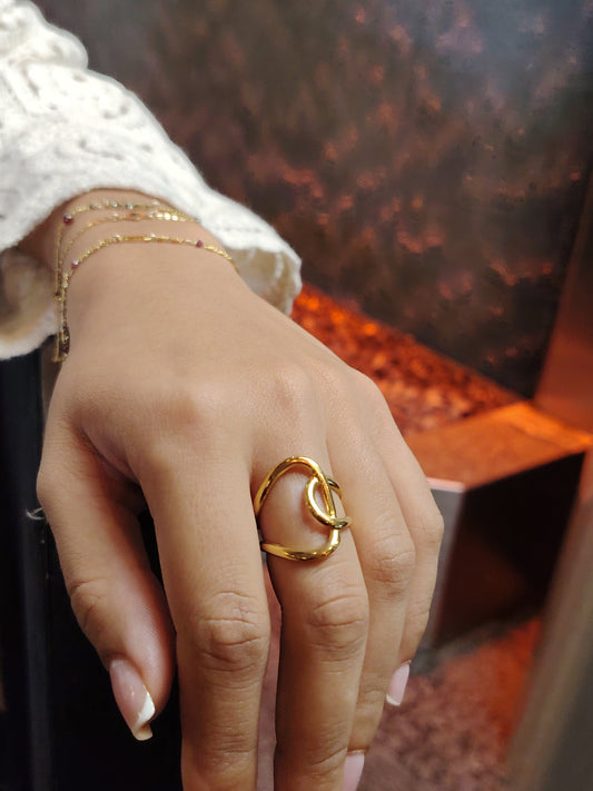 SANDY - Bague Dorée ou argentée Design Ouverte en Acier Inoxydable 316L Chirurgical