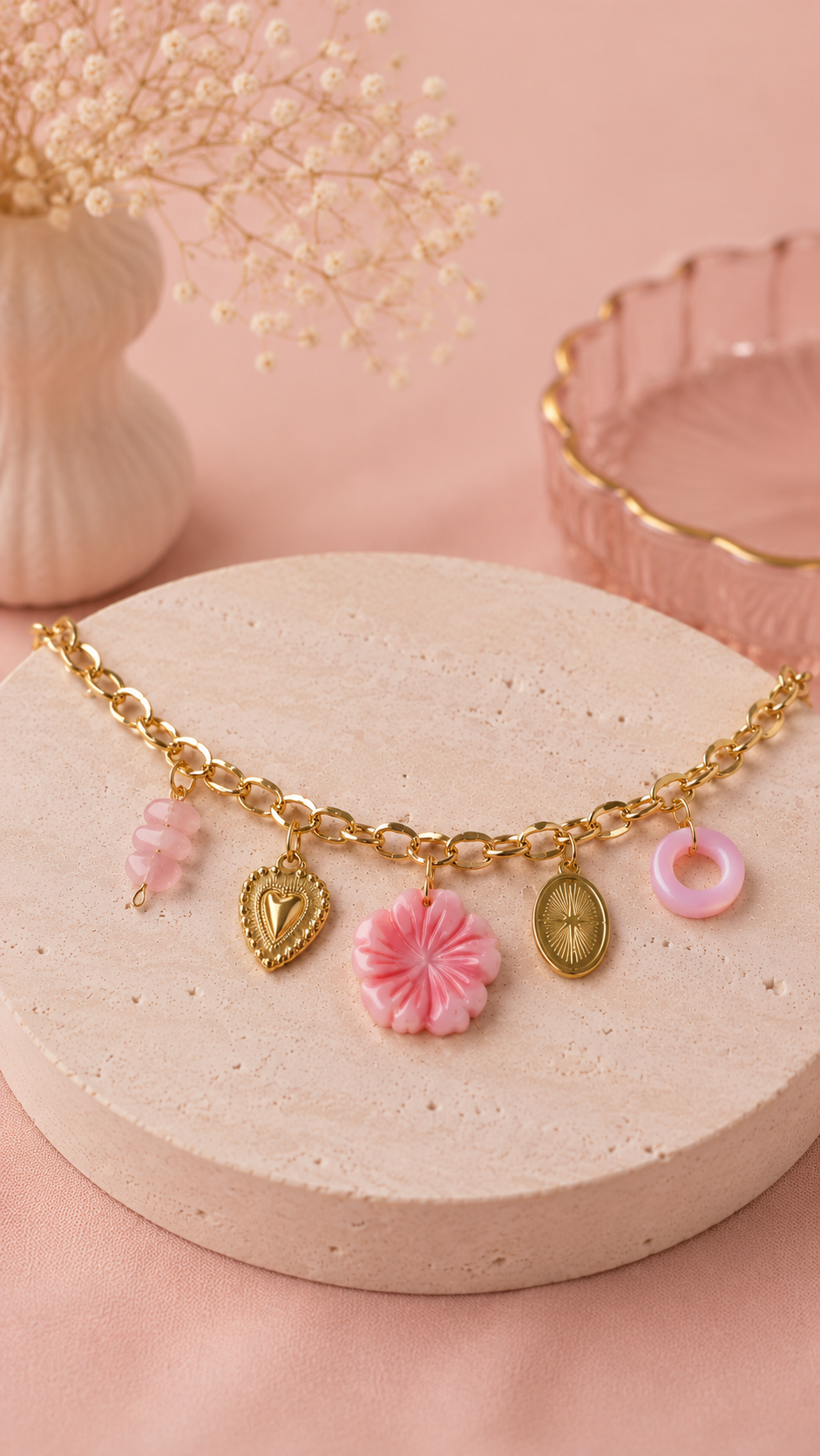 AURA - Collier doré à l'or fin 24 carats & charms soudés à l'arc pulsé