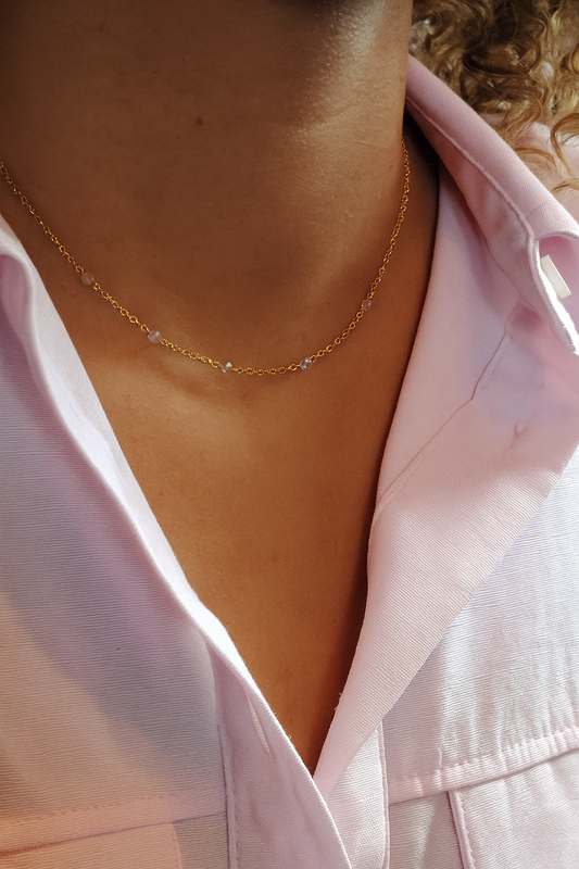 LILOU - Collier Doré à l’Or Fin 24 Carats & Pierres du Soleil