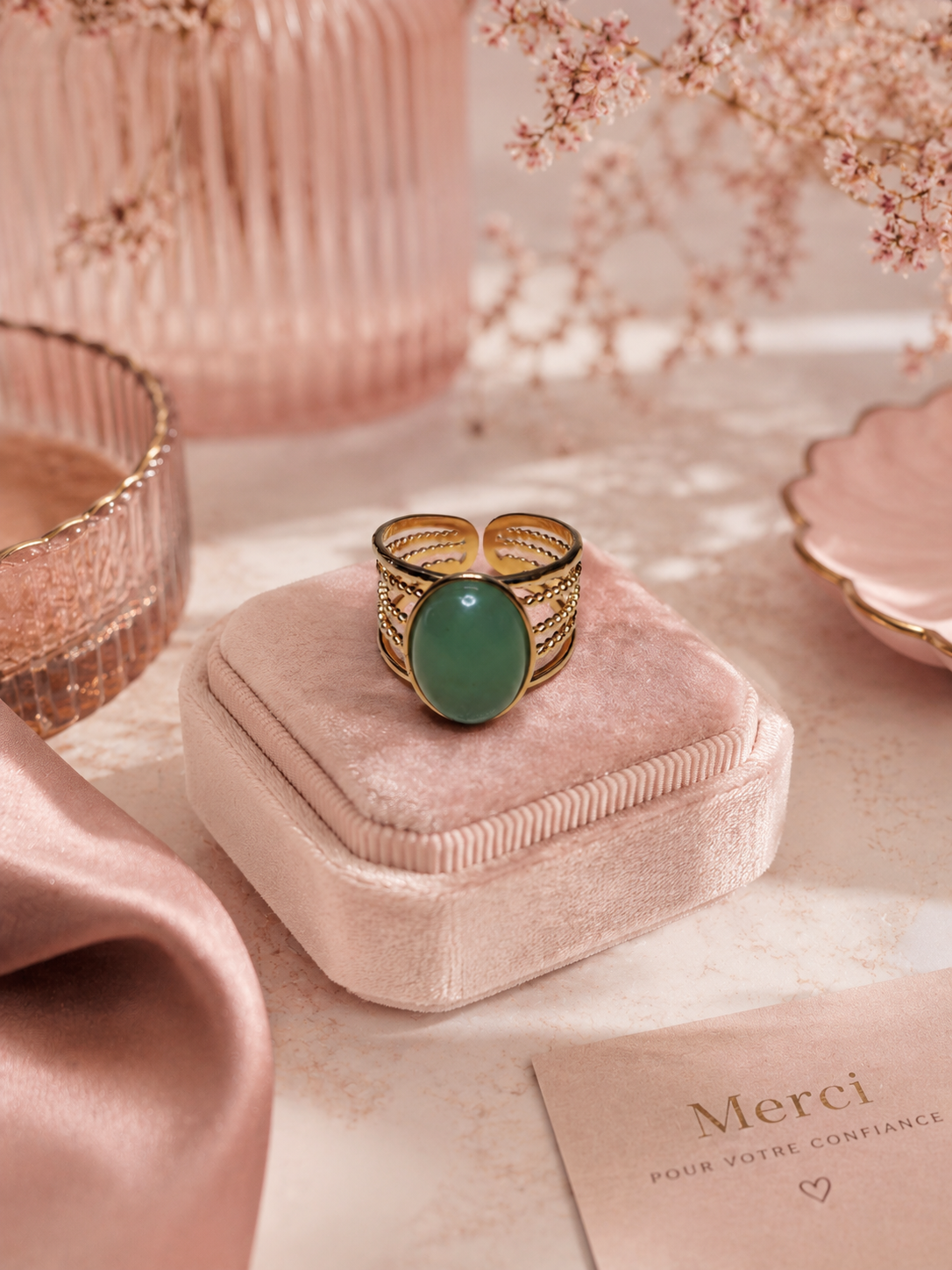 AMAZONIA – Bague Amazonite Dorée