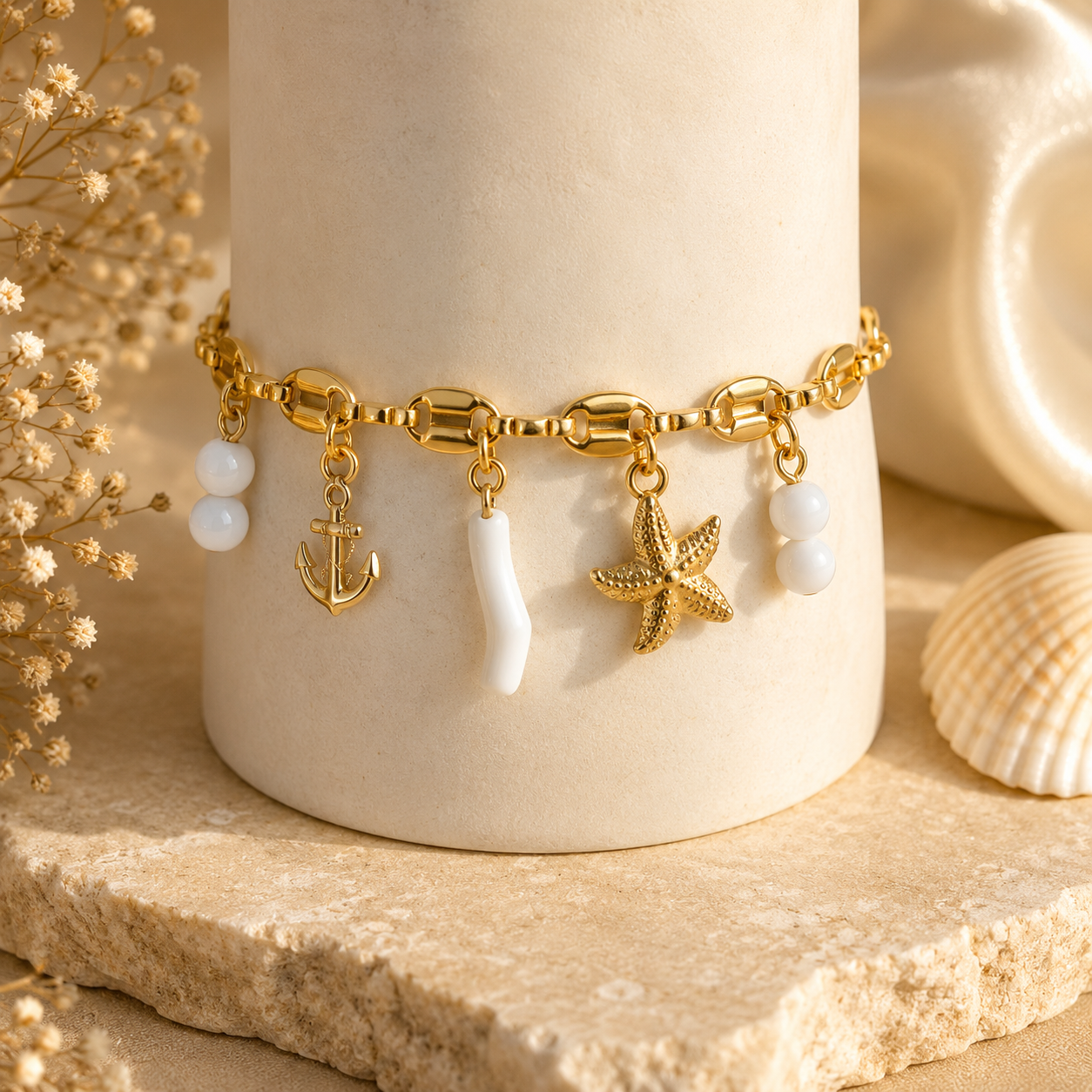 NAYA – Bracelet Marin Doré à l’Or Fin 24 Carats