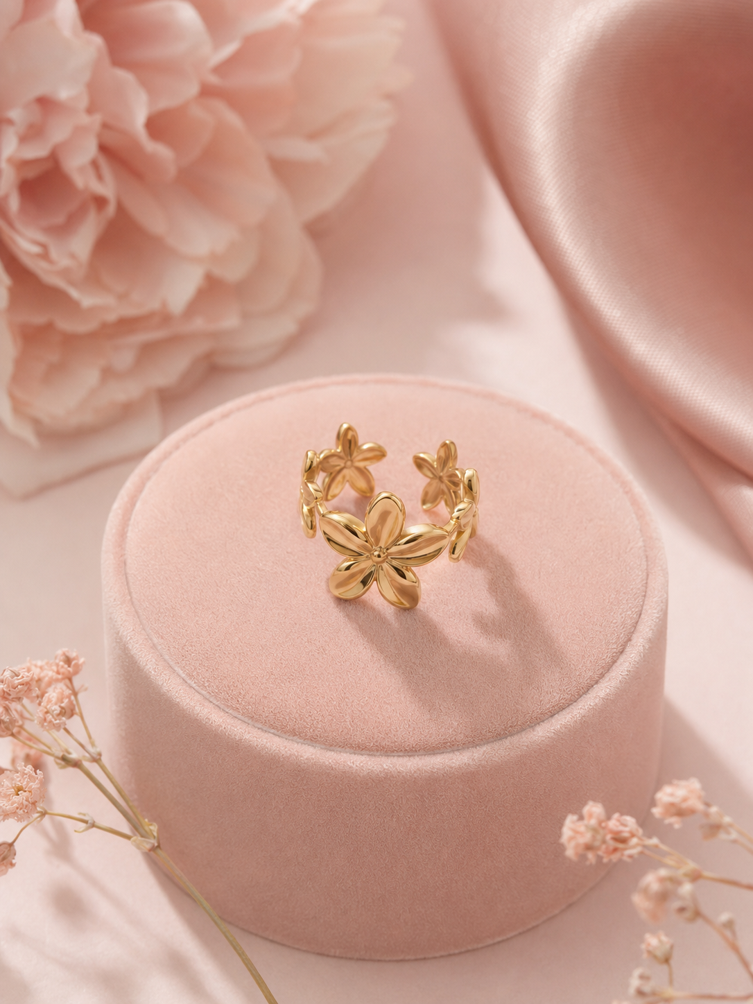 FLORÉA – Bague Fleurs Dorées