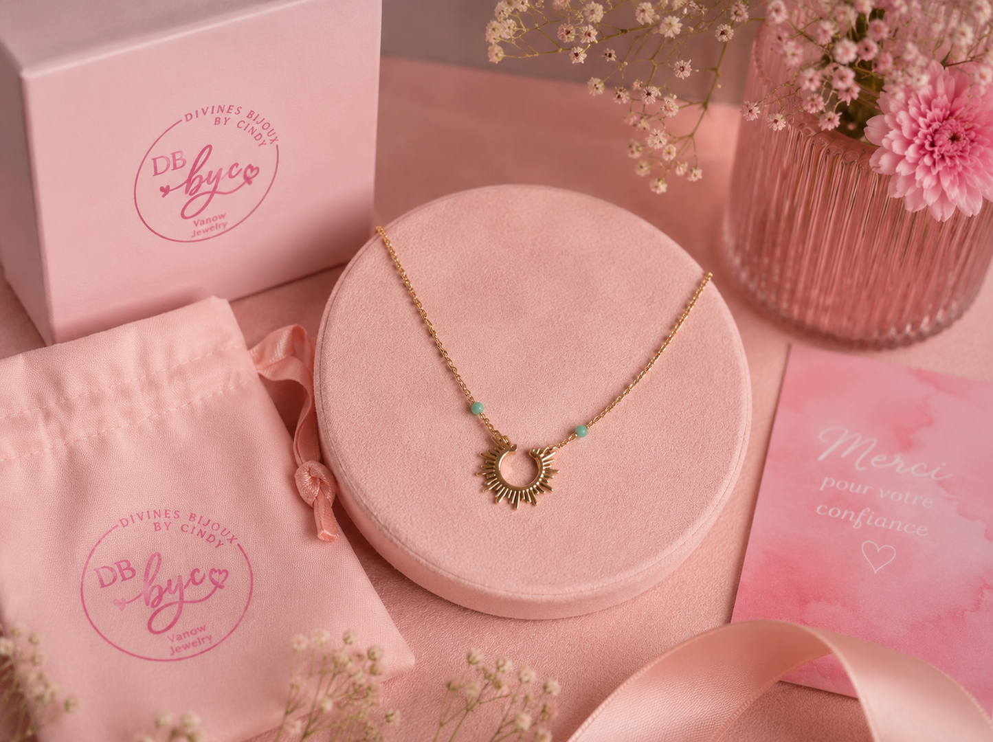 IRIS - Combo Colliers Dorés à l’Or Fin 24 Carats – Pierres d’Amazonite