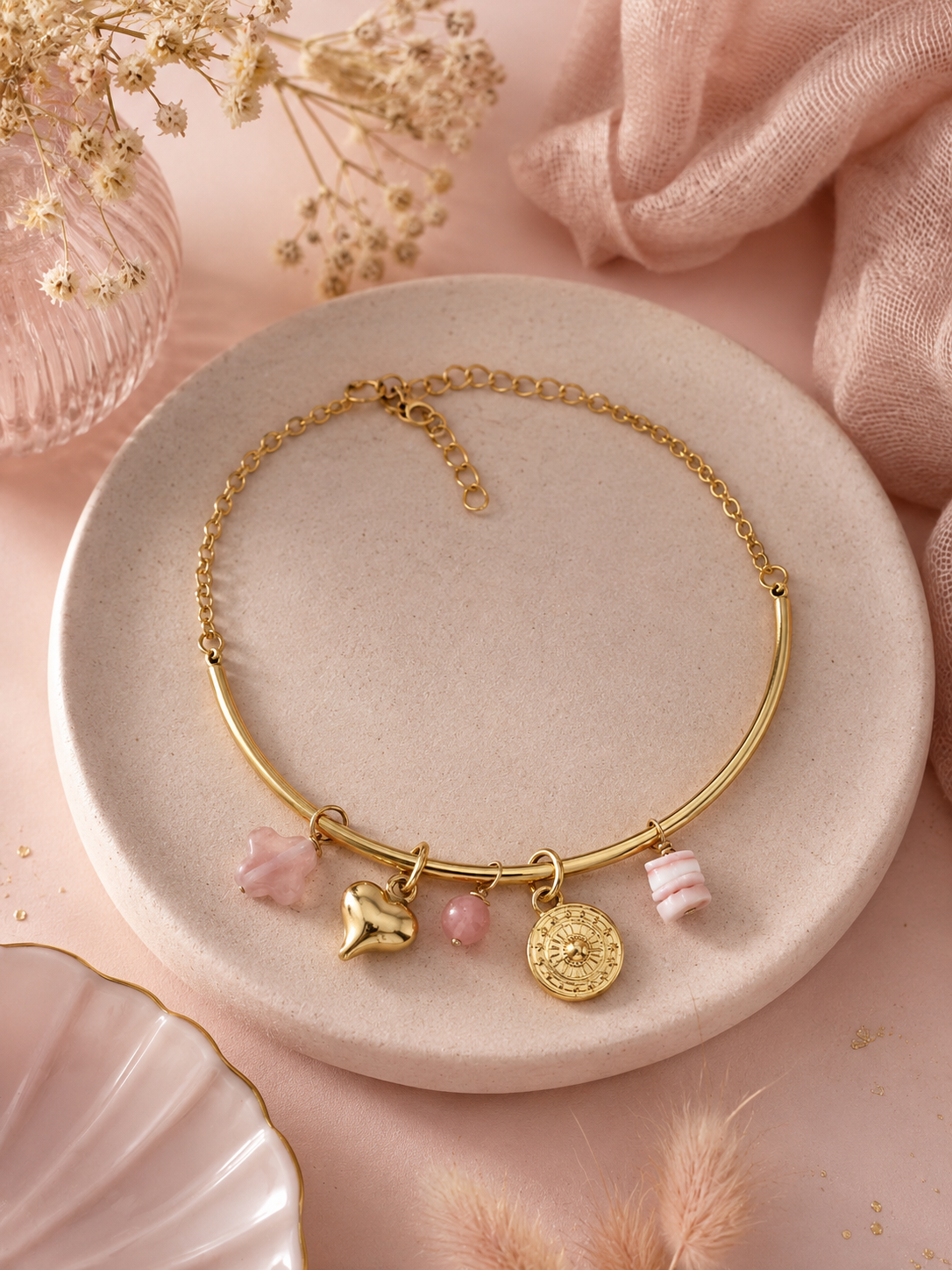 ÉLORIA – Bracelet Demi Jonc Doré à l’Or Fin 24 Carats