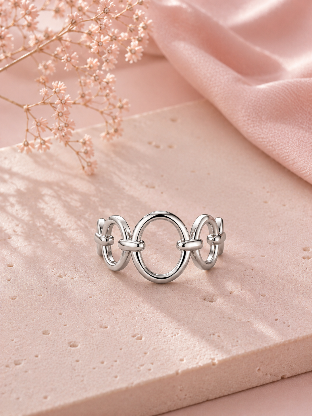 ANNA - Bague maillons argenté en acier inoxydable 316L