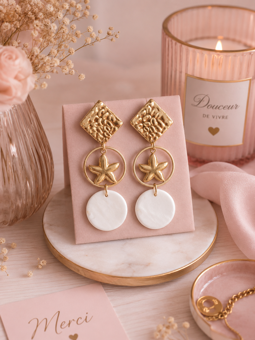 NAÉLIA – Boucles d’Oreilles Dorées à l’Or Fin 24 Carats